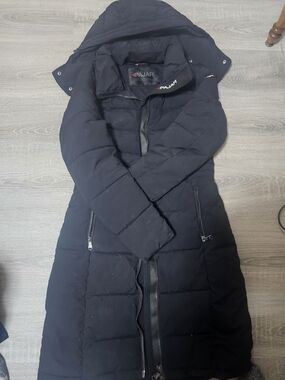 Pajar Black Quilted Long Hooded Puffer Coat